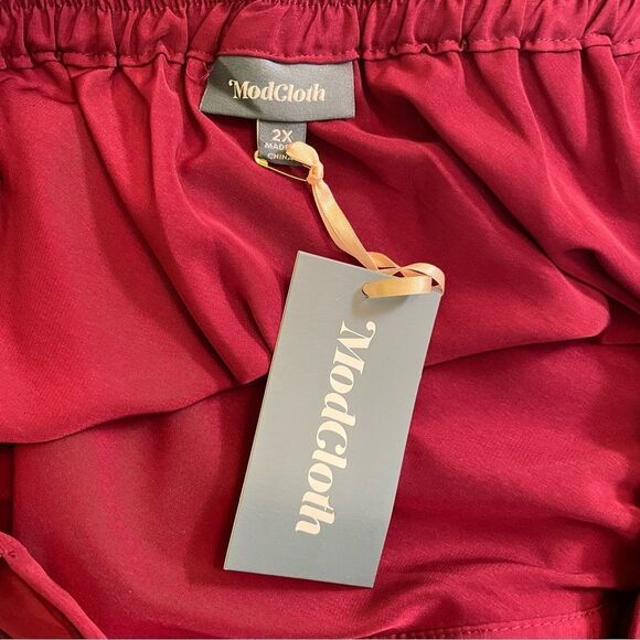 ModCloth On My Way A-Line Skirt Burgundy Bow Tie with pockets - Picture 8 of 9